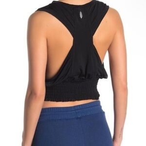 Free People Movement “Say My Name” Smocked Black Tank Top